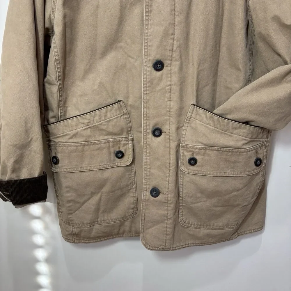 Orvis Field Barn Canvas Jacket Chore Coat Quilted Lining Men L Brown Corduroy